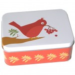 Bo&icirc;te Lunch box en m&eacute;tal oiseau rouge Blafre