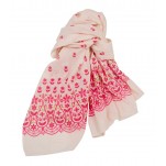 Grand foulard en voile de coton rose Rice