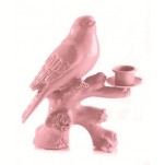 Bougeoir oiseau rose un flambeau Bougies la Fran&ccedil;aise