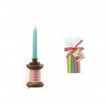 Bougeoir Bobine rose & minis bougies Bougies la Fran&ccedil;aise